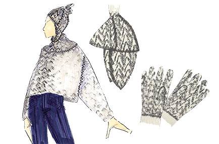 Pulli mit Mütze und Handschuhen